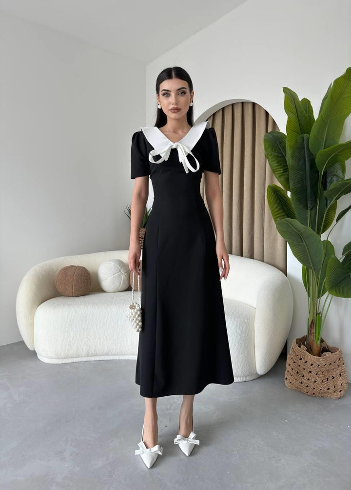 Serra Collar Ribbon Detail Dress