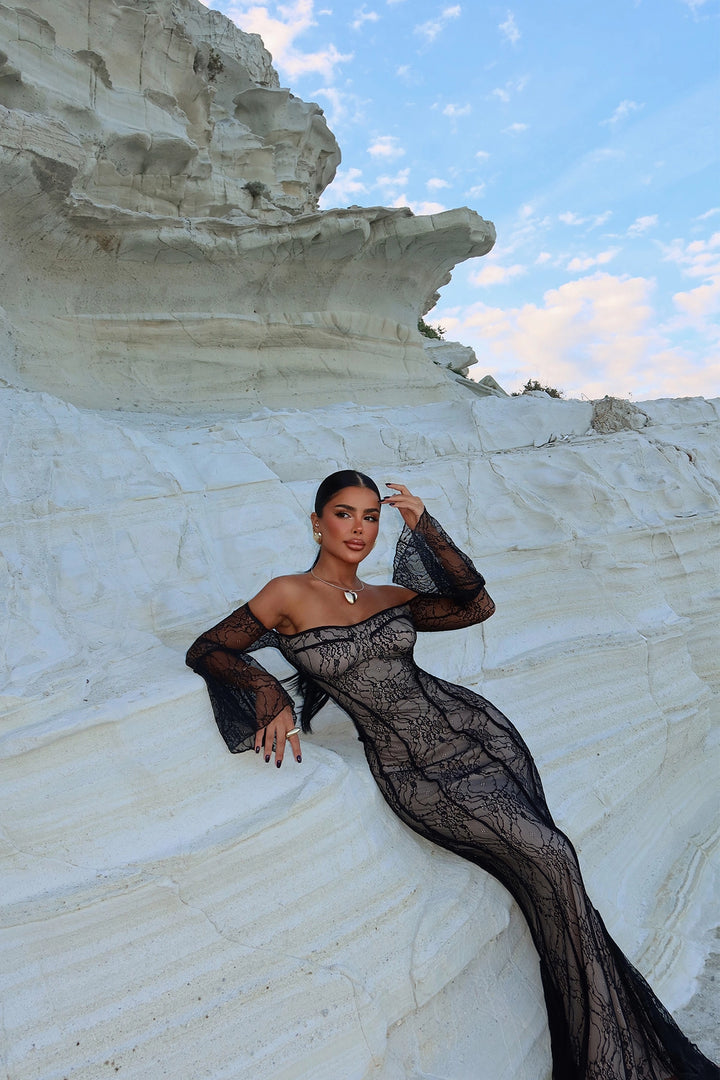 Black Marianna Lace Long Dress