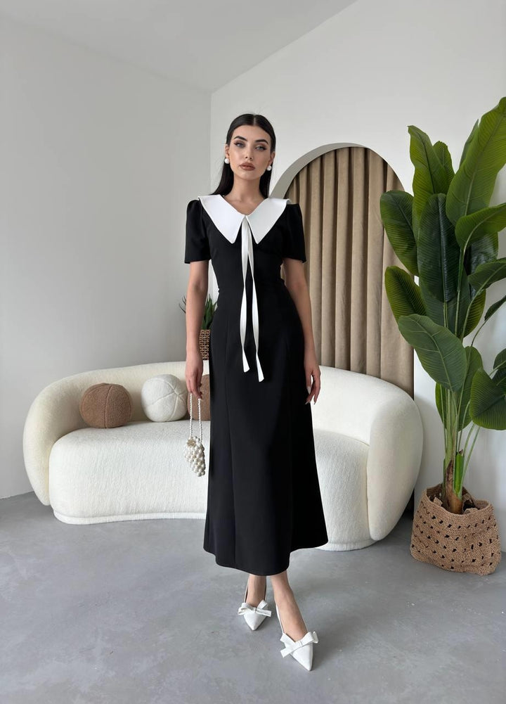 Serra Collar Ribbon Detail Dress