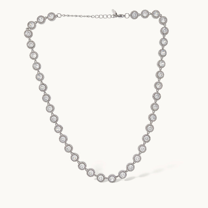 Tennis Tondo - Short Steel Necklace
