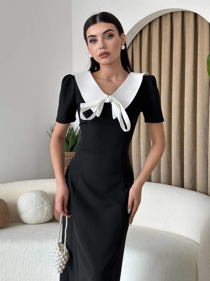 Serra Collar Ribbon Detail Dress