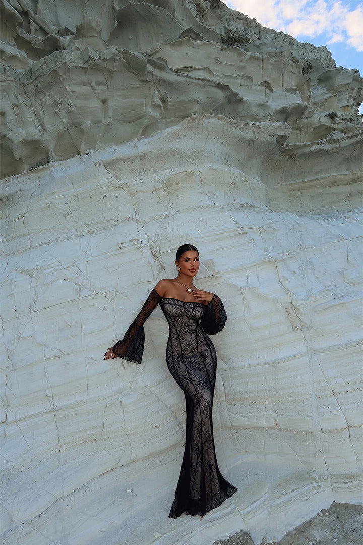 Black Marianna Lace Long Dress