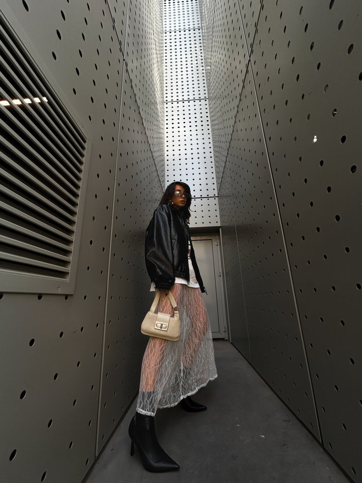 WHITE Long Lace Skirt '' BE ON-TREND