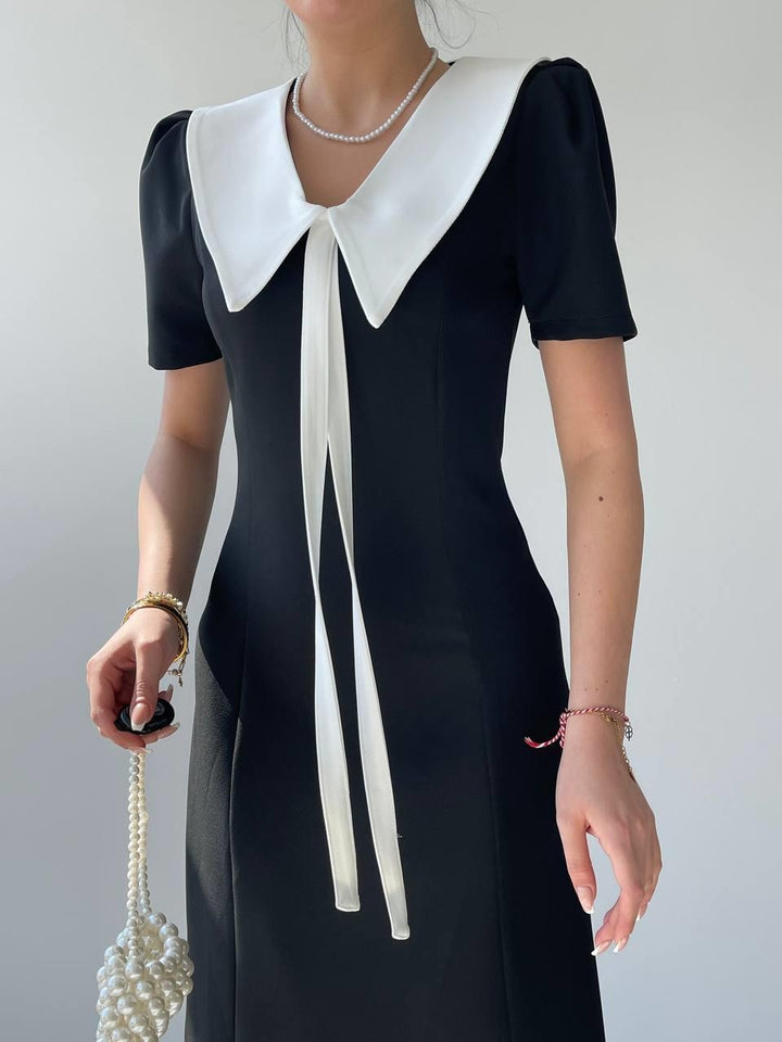 Serra Collar Ribbon Detail Dress