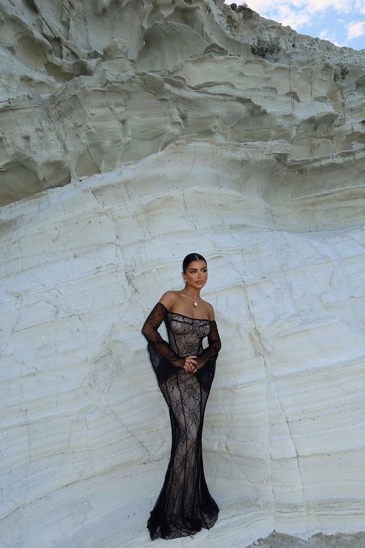 Black Marianna Lace Long Dress