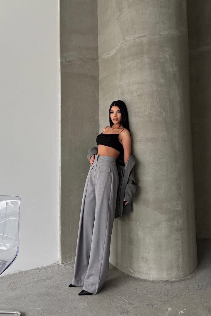 CLOSED WIDE PILE POCKET FLAP DETAILED PANTS
