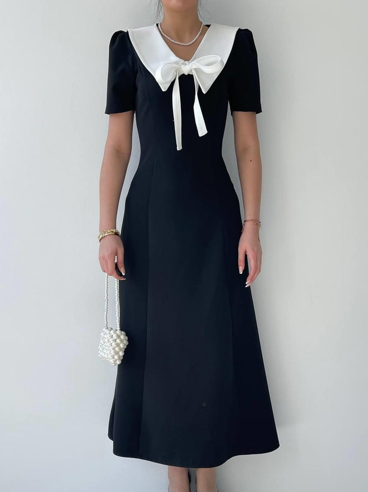 Serra Collar Ribbon Detail Dress