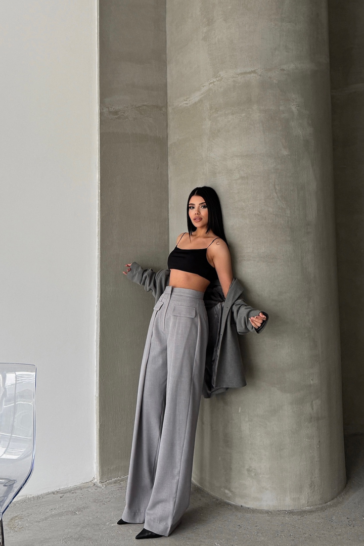 CLOSED WIDE PILE POCKET FLAP DETAILED PANTS