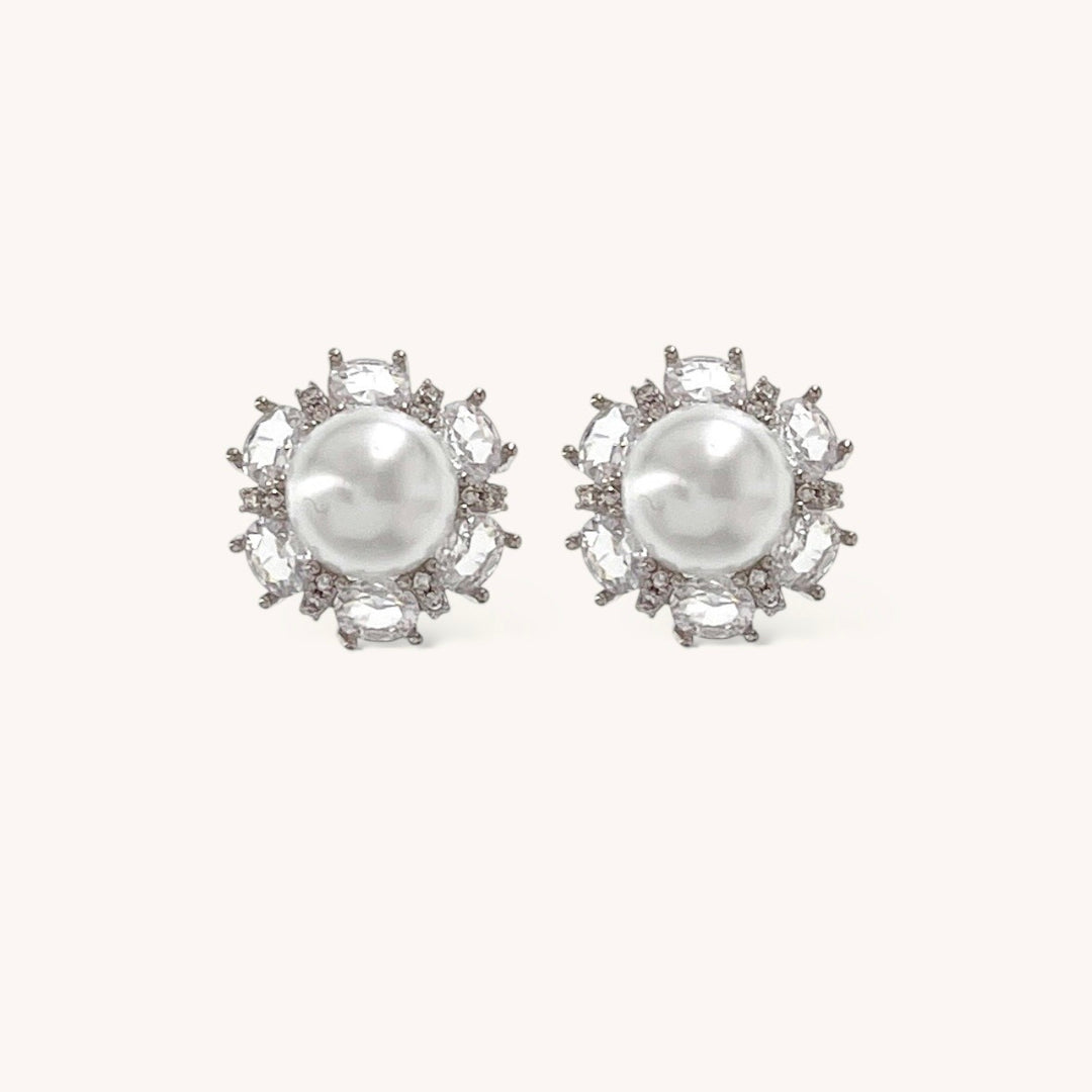 Pearl-lobe Earrings Cubic zirconia Pearl