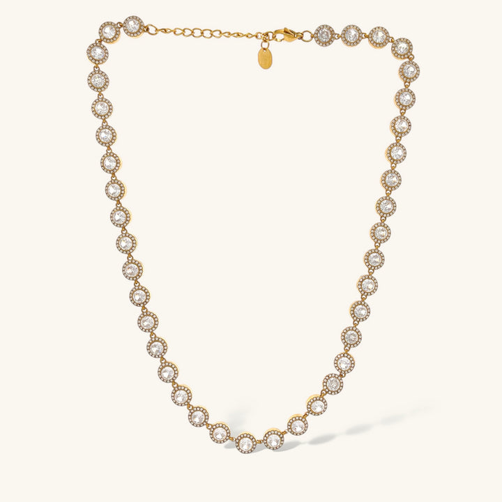 Tennis Tondo - Short Steel Necklace