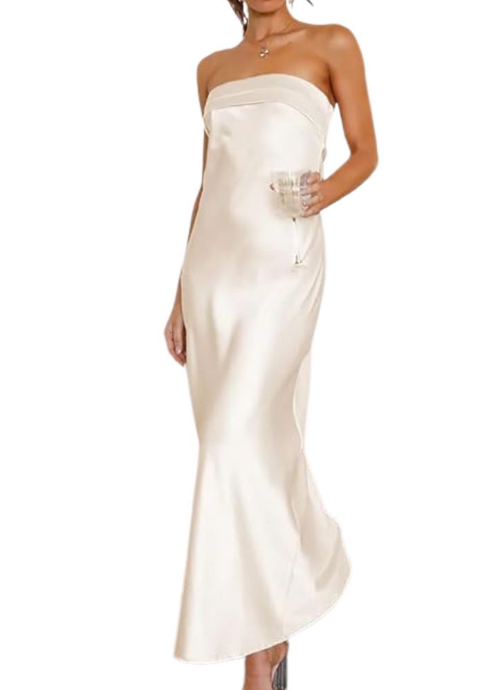 Women's Summer Elegant Satin Tube Strapless