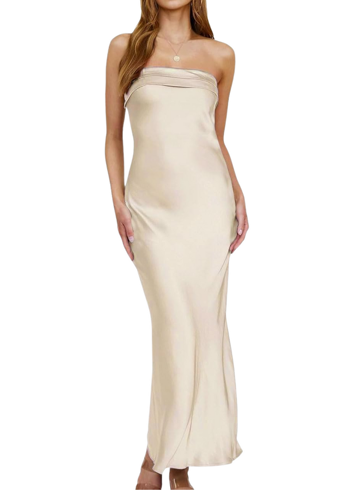Women's Summer Elegant Satin Tube Strapless