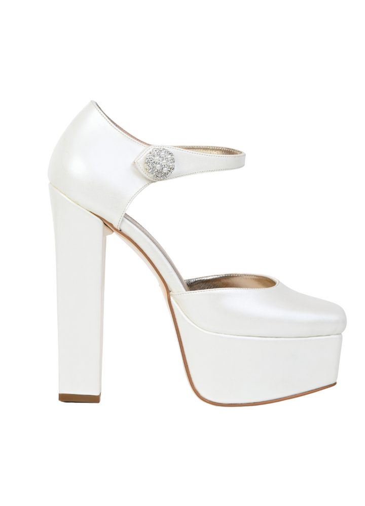 Women's formal high-heeled shoes Yoncy white pear
