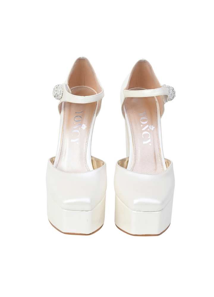 Women's formal high-heeled shoes Yoncy white pear