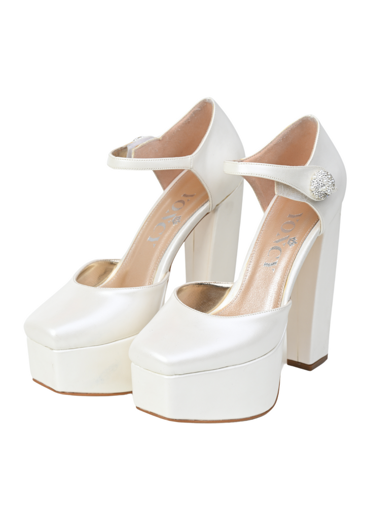 Women's formal high-heeled shoes Yoncy white pear