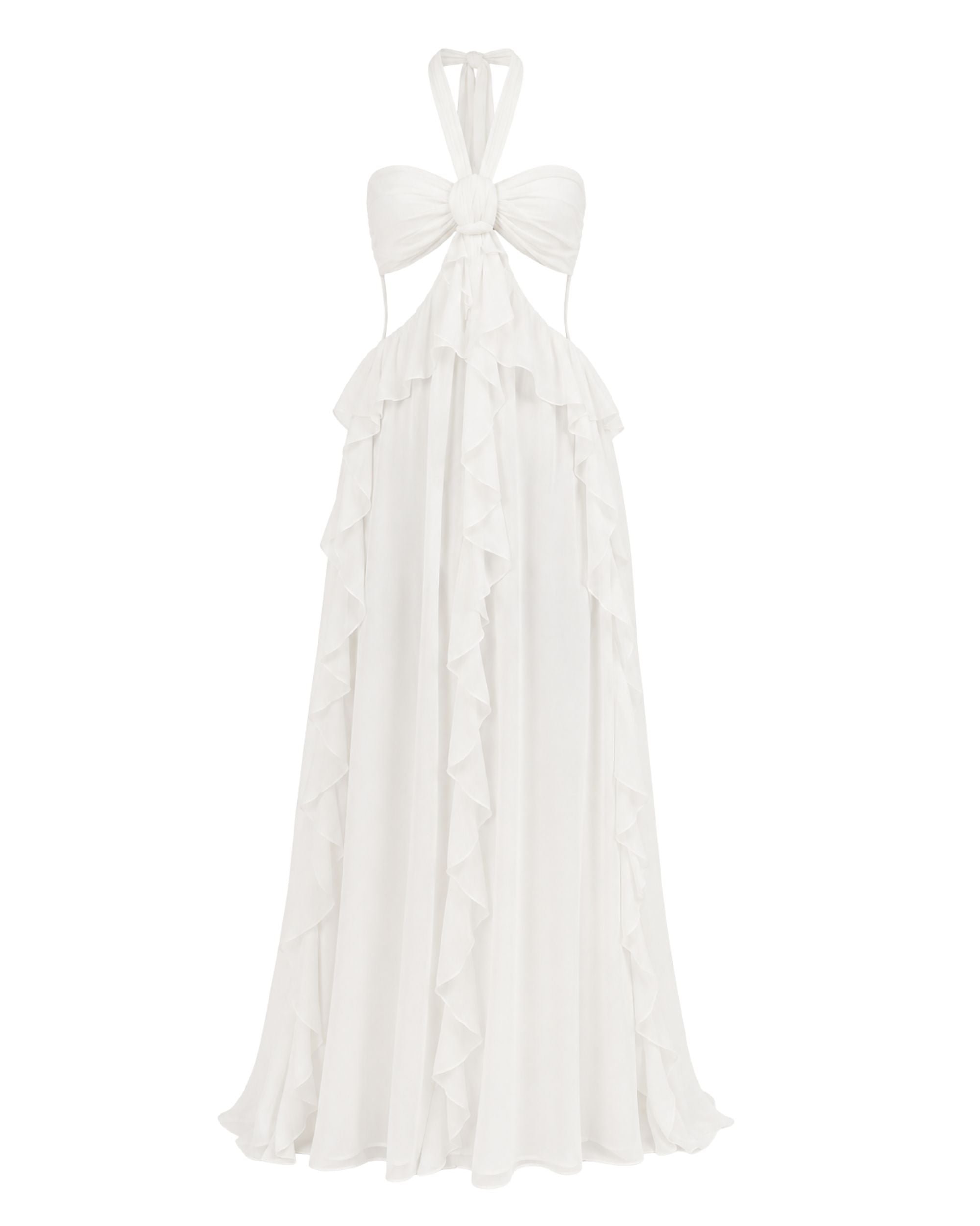 Seraphina Ruffle Cut-Out Maxi Dress White yoncystore.com Seraphina Ruffle Cut-Out Maxi Dress White yoncystore.com