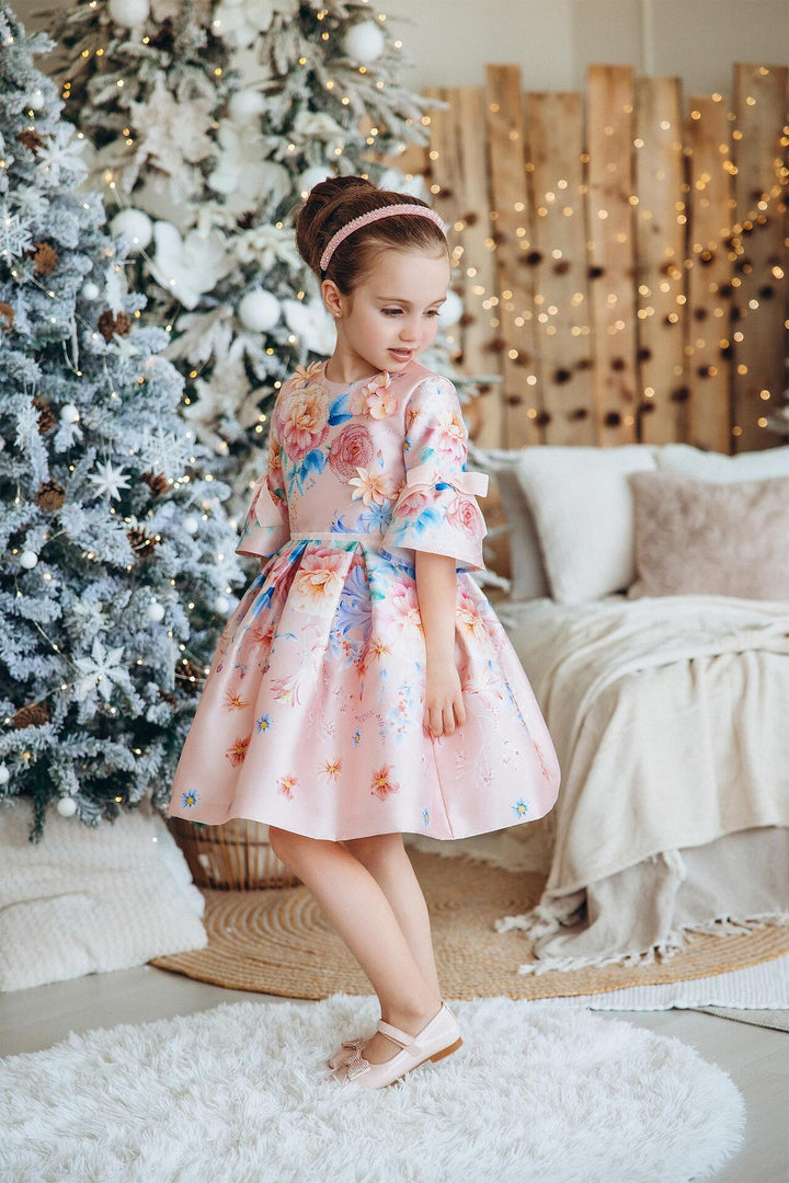 Рокля с цветя в пастелни цветове-1