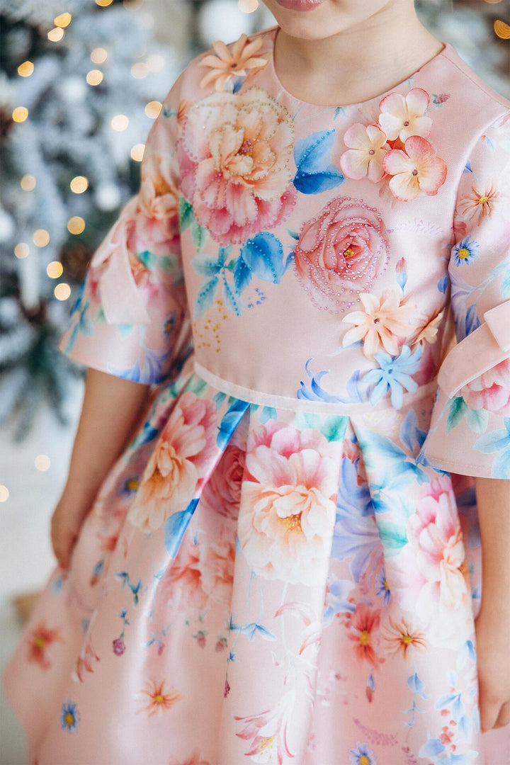 Рокля с цветя в пастелни цветове-2