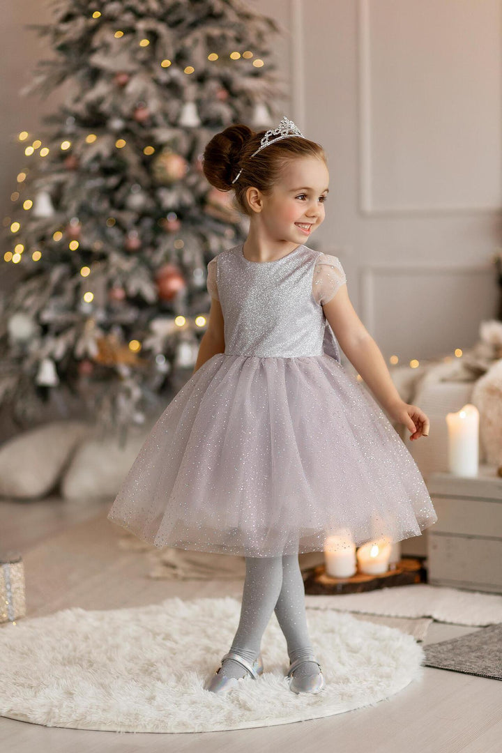 Рокля в сребърно с кристали-0