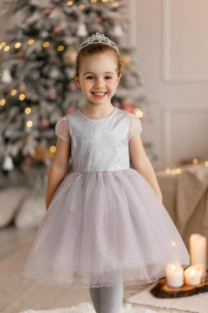 Рокля в сребърно с кристали-1