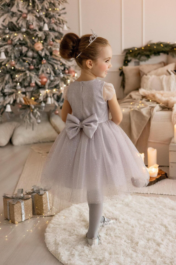 Рокля в сребърно с кристали-3