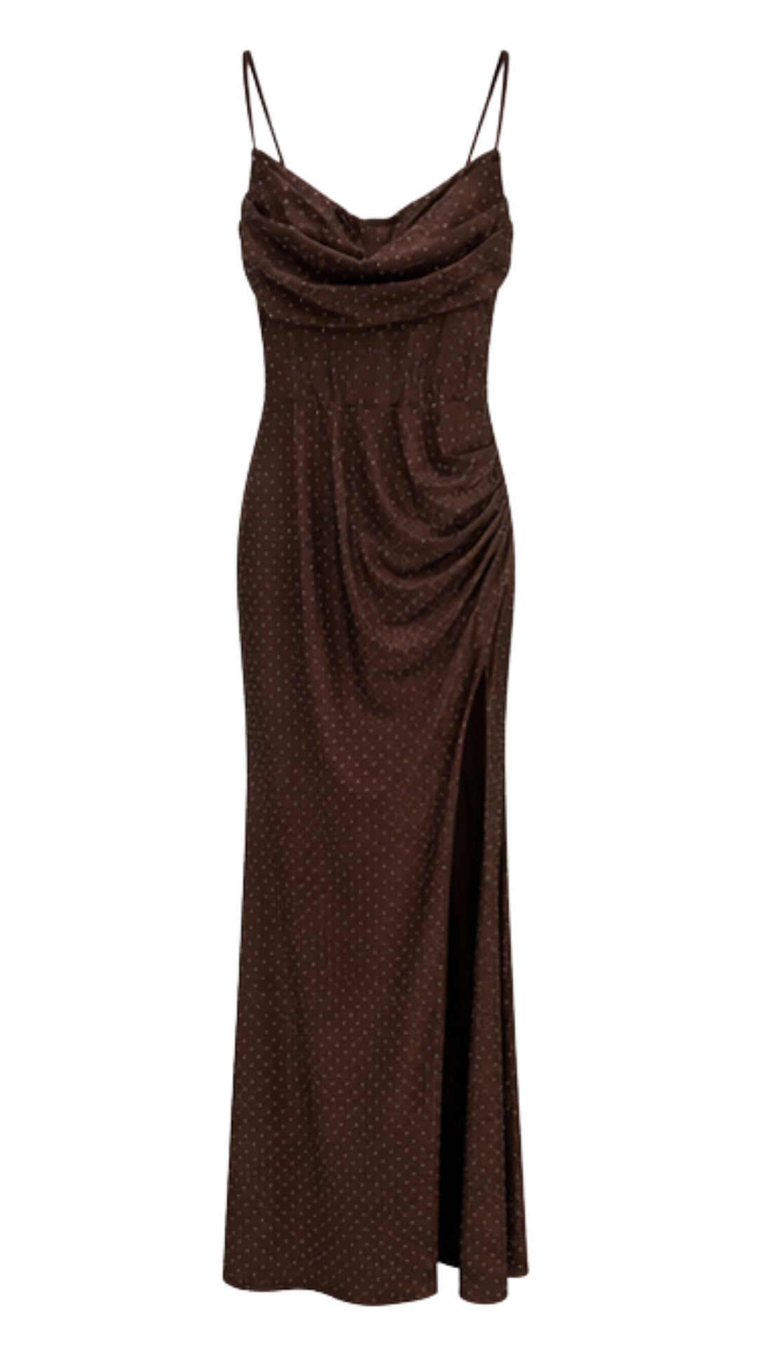 Cocoa Crystal Draped Maxi Dress