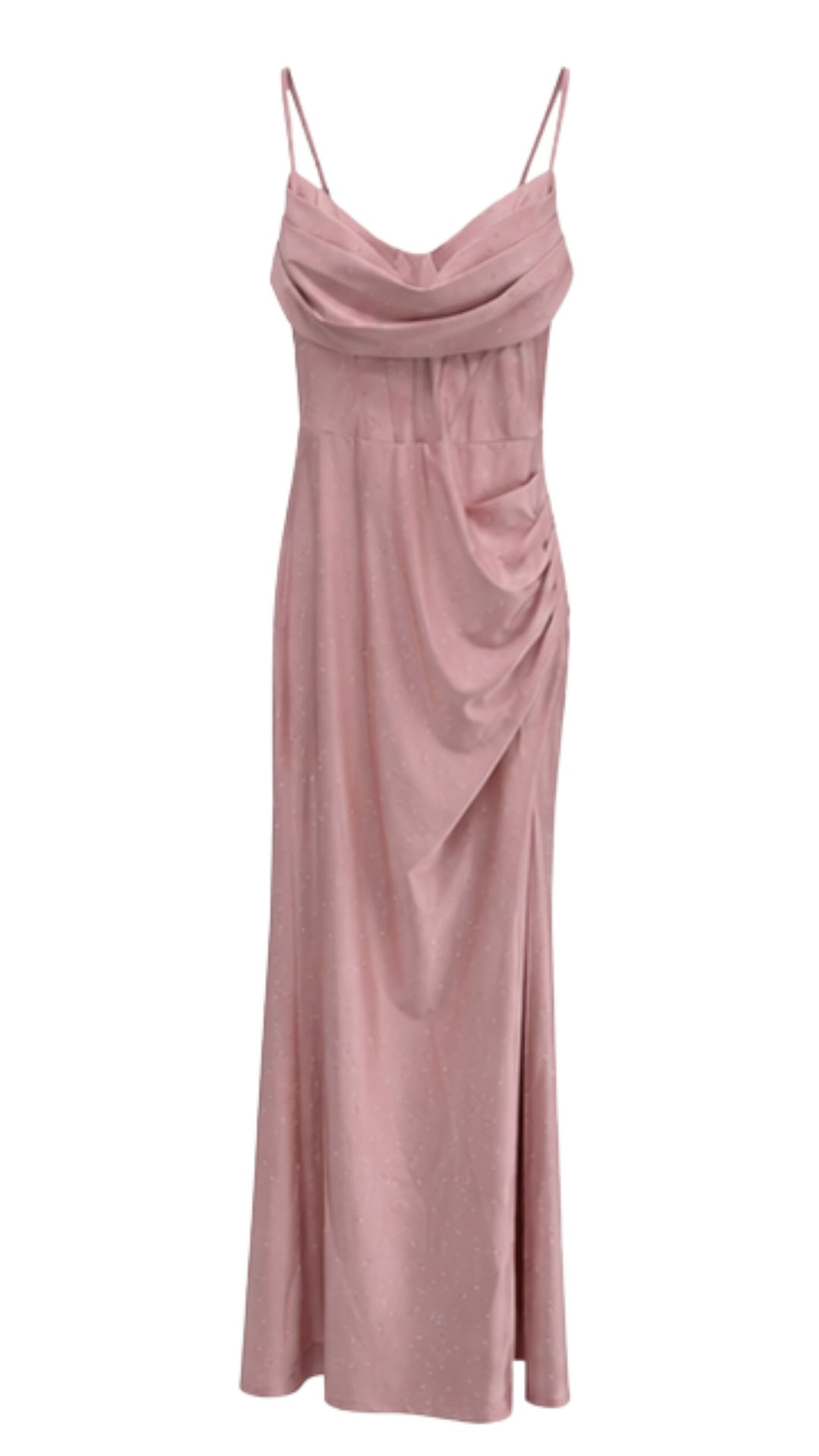 Blush Crystal Draped Maxi Dress