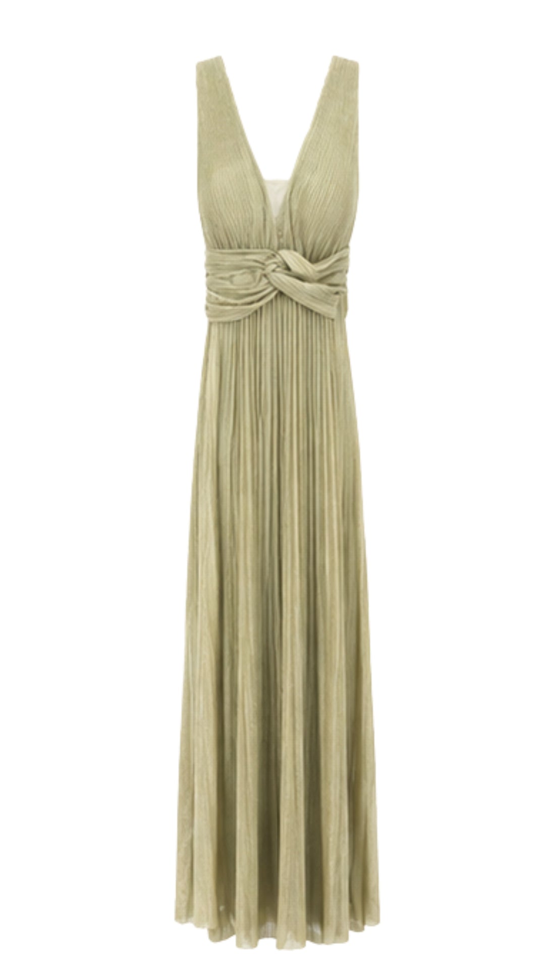 Pleated Maxi Dress IN Light Gold
