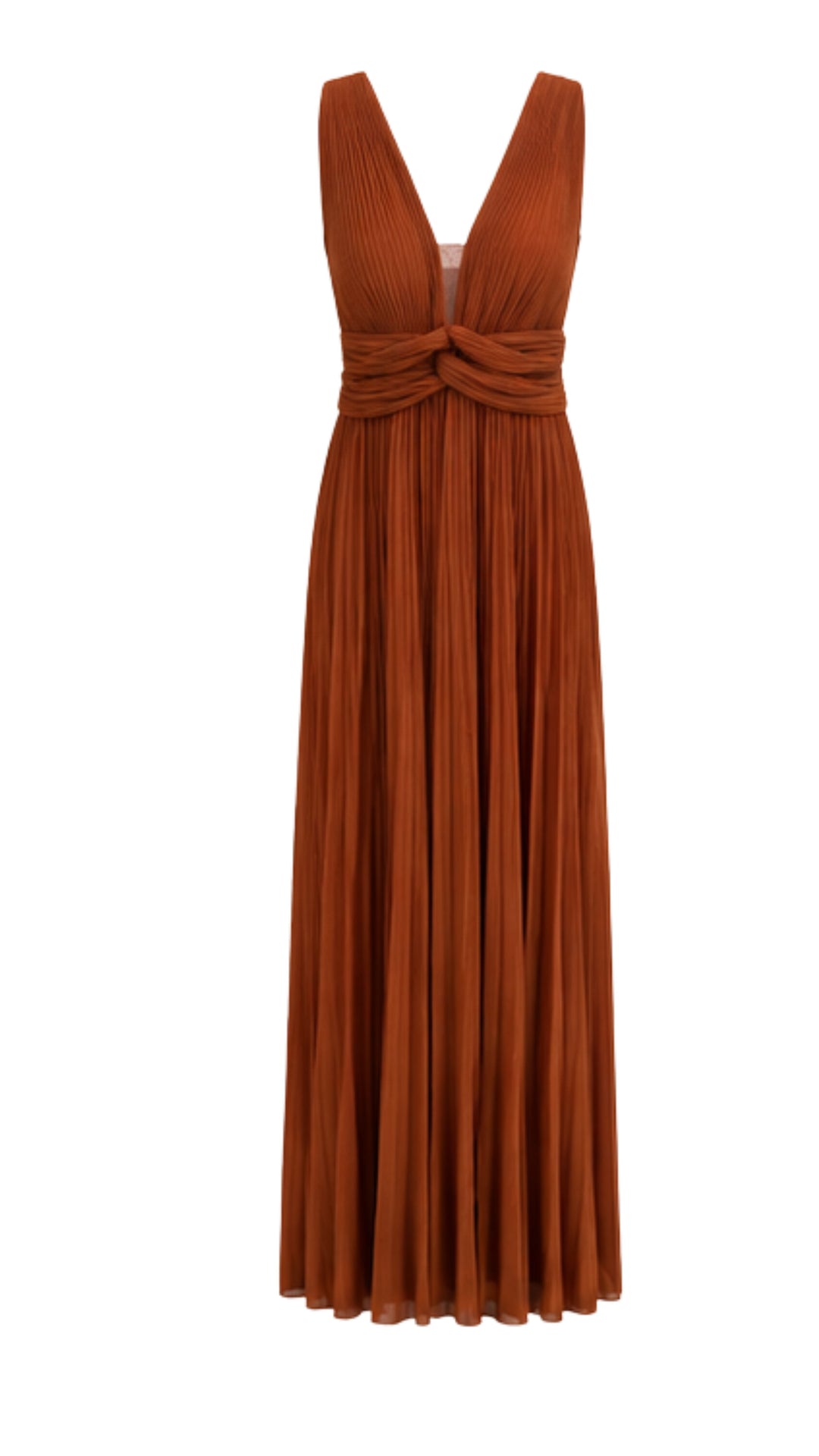 Pleated Maxi Dress Terracotta Brown
