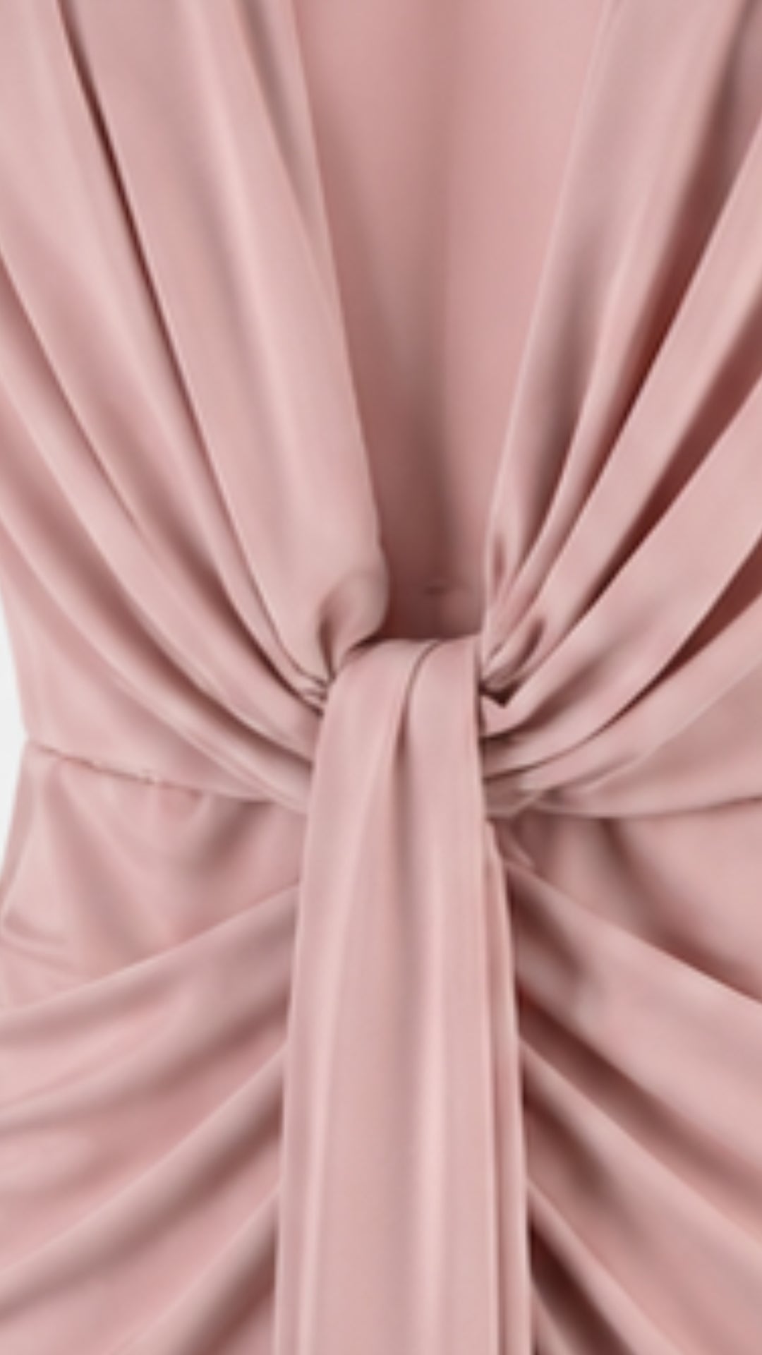 Elara Blush Pink Draped Midi Dress with Deep V-Neck