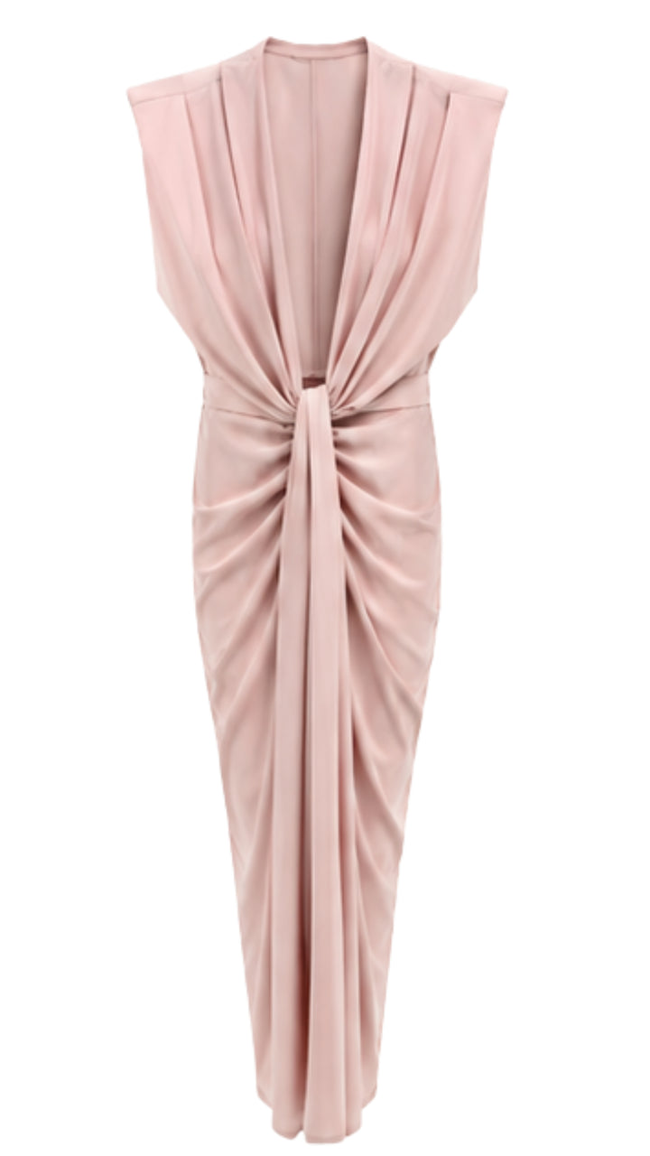 Amélie Blush Pink Draped Maxi Dress