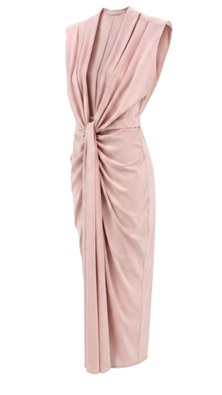 Amélie Blush Pink Draped Maxi Dress