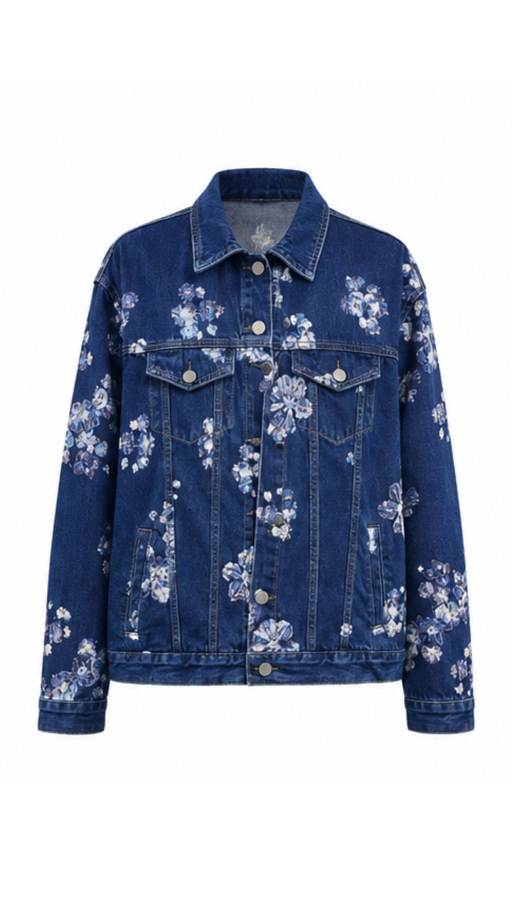 BLOOM Floral Denim Jacket – Blue