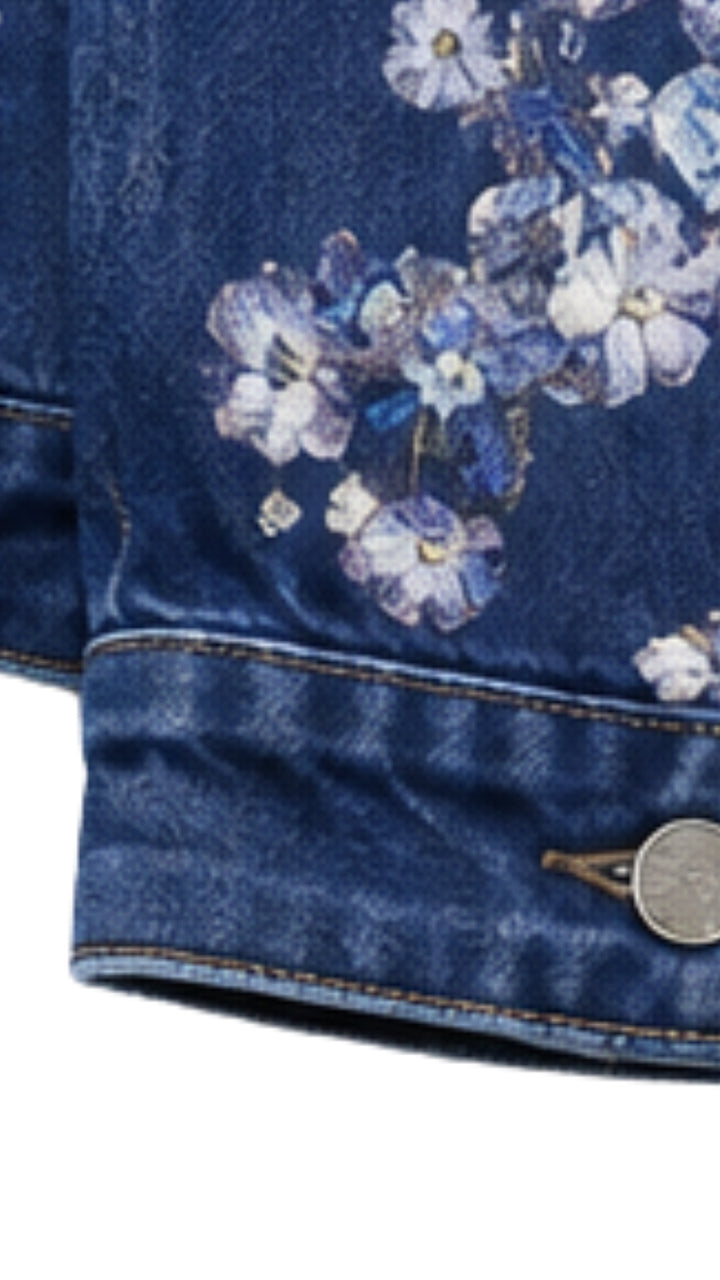 BLOOM Floral Denim Jacket – Blue