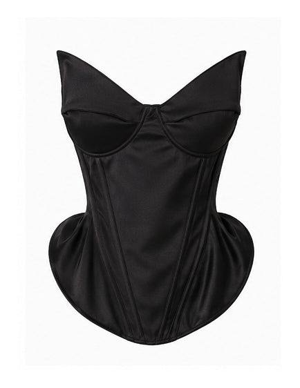 Black Satin Sculpted Corset Top