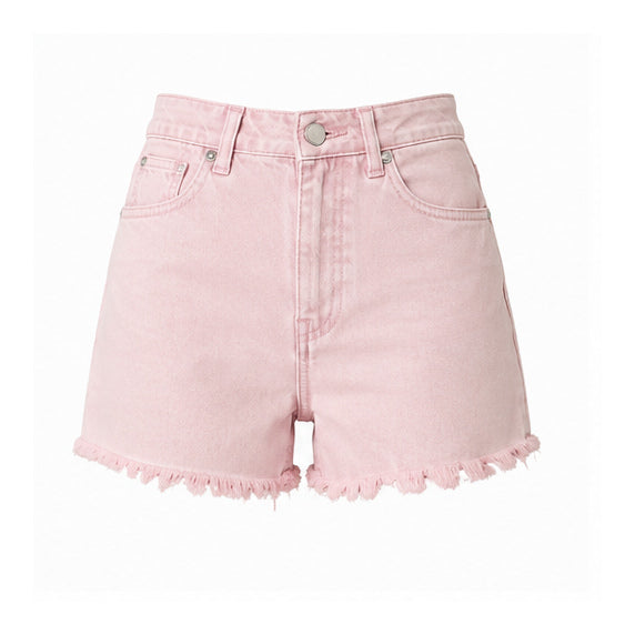 Pink Denim Shorts with Rhinestone Star Detail