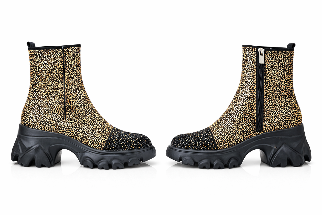 Golden Edge Chunky Ankle Boots