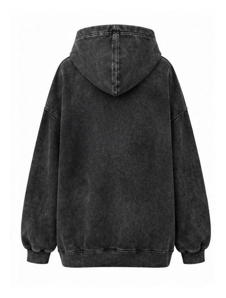 Washed Black Oversized Graphic Hoodie