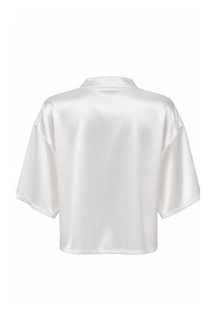 White Satin Lace Corset Top with Short Sleeves