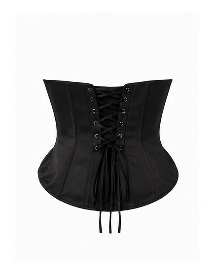 Black Satin Sculpted Corset Top