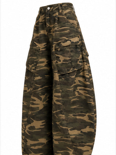 Women’s Camouflage Wide-Leg Cargo Jeans