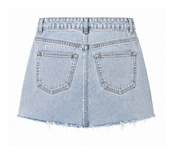 Women’s Light Blue Denim Mini Skirt with Asymmetric Panel Detail