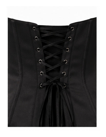 Black Satin Sculpted Corset Top