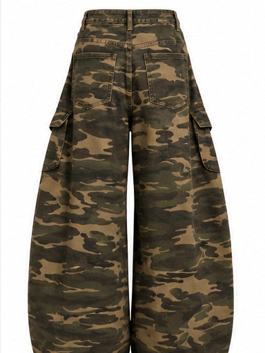 Women’s Camouflage Wide-Leg Cargo Jeans