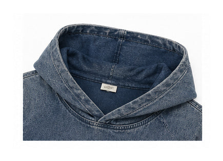 Women’s Oversized Blue Denim Hoodie with Sports Print