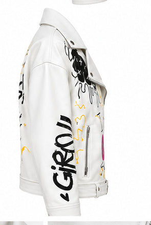 ICON Graffiti Oversized Biker Jacket – White