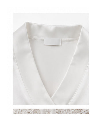 White Satin Lace Corset Top with Short Sleeves