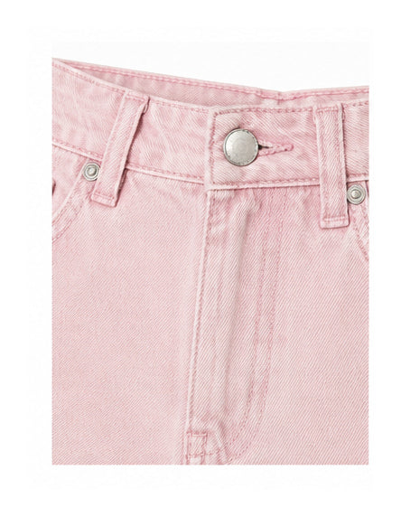 Pink Denim Shorts with Rhinestone Star Detail