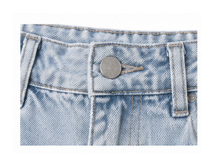 Women’s Light Blue Denim Mini Skirt with Asymmetric Panel Detail