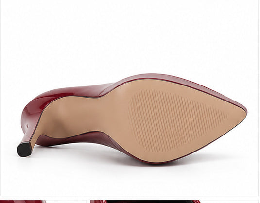 Women’s Burgundy Patent Platform Pumps with Stiletto Heel